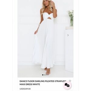 Hello Molly NWT - DANCE FLOOR DARLING PLEATED STRAPLESS MAXI DRESS WHITE
